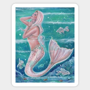 Rose Pearl fantasy mermaid art by Renee Lavoie Sticker